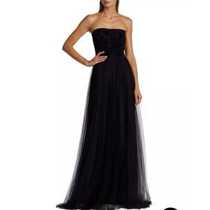 Chiara Boni La Petite Robe Brielle Floral Mesh Strapless Gown In Size US4 / IT40